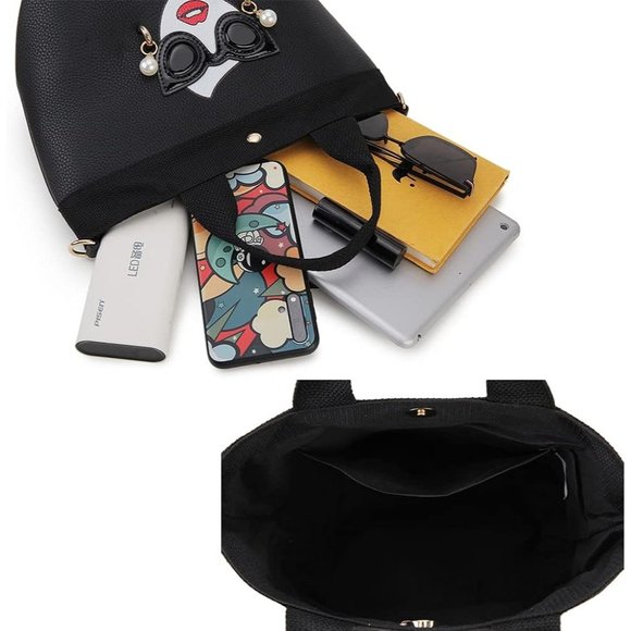 ENJOININ Funky Lady Face Purse for Women Casual Shopping Bag Top Handle Satchel - Picture 11 of 12